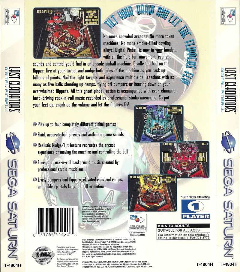 Last Gladiators: Digital Pinball box back