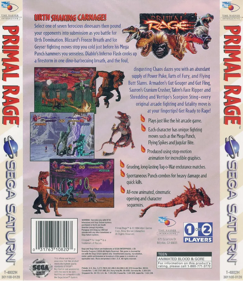 Primal Rage box back