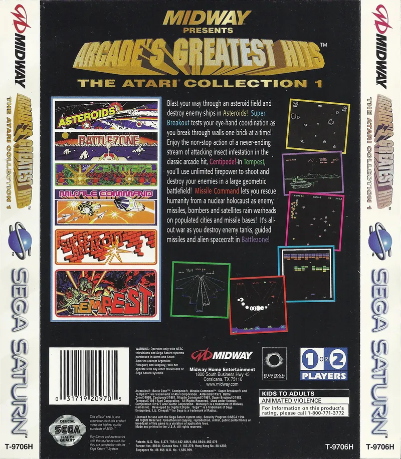 Arcade's Greatest Hits: The Atari Collection 1 box back