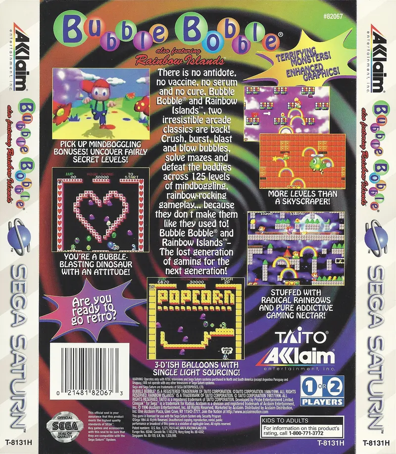 Bubble Bobble also featuring Rainbow Islands box back