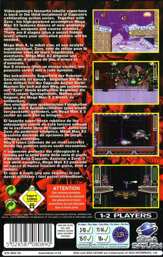Mega Man X3 box back
