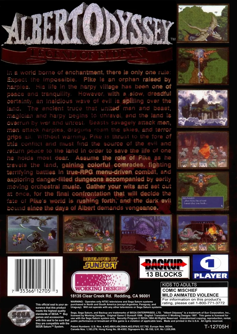 Albert Odyssey: Legend of Eldean box back
