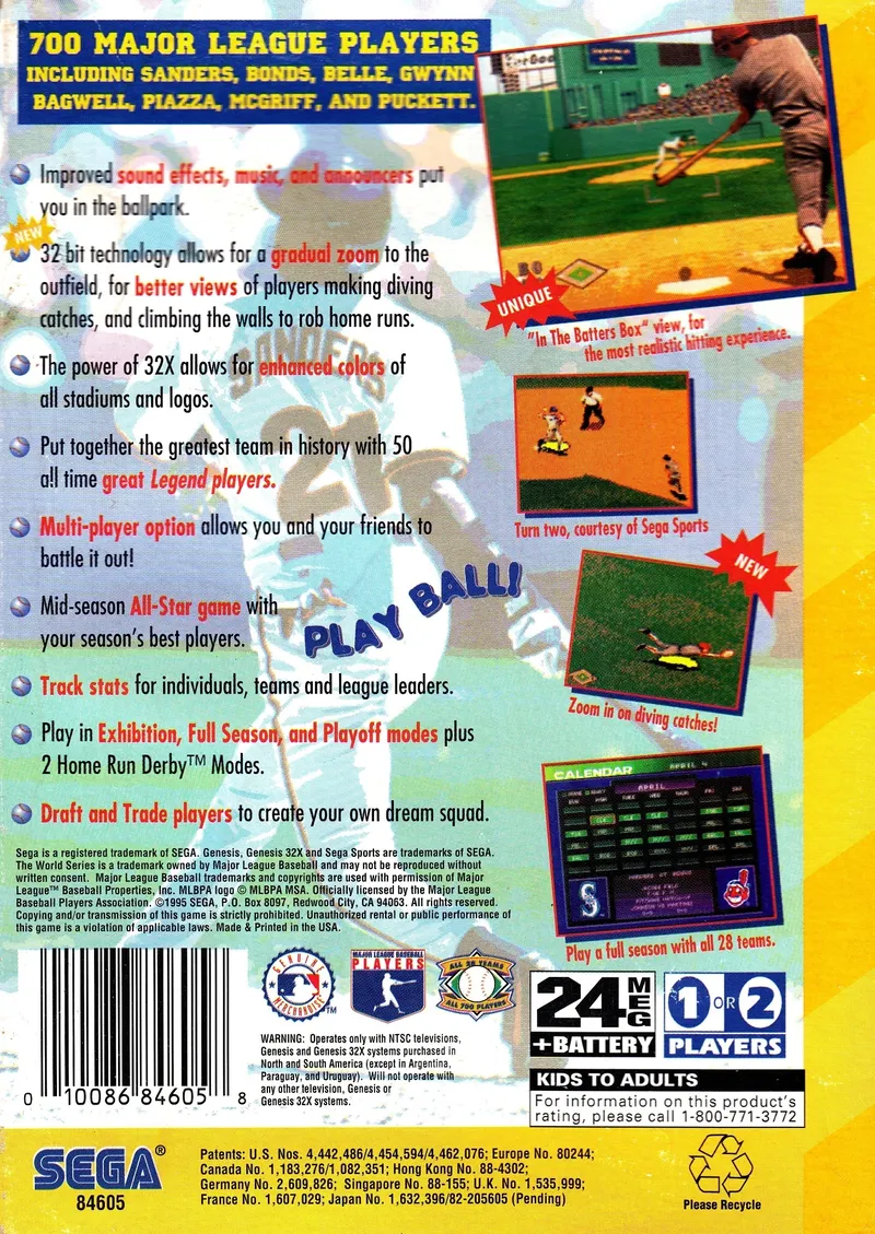 World Series Baseball Starring Deion Sanders box back