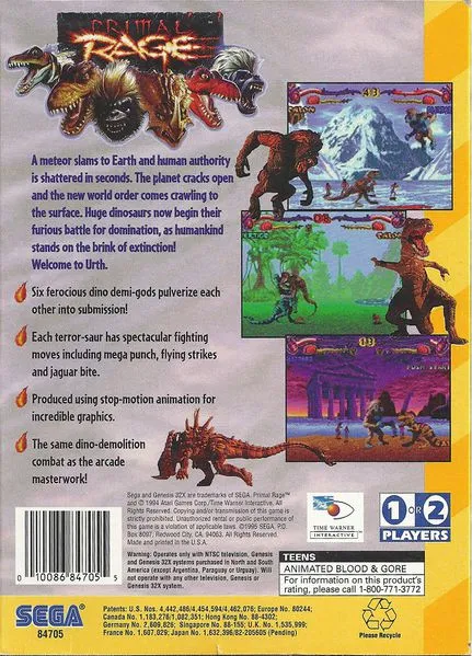 Primal Rage box back