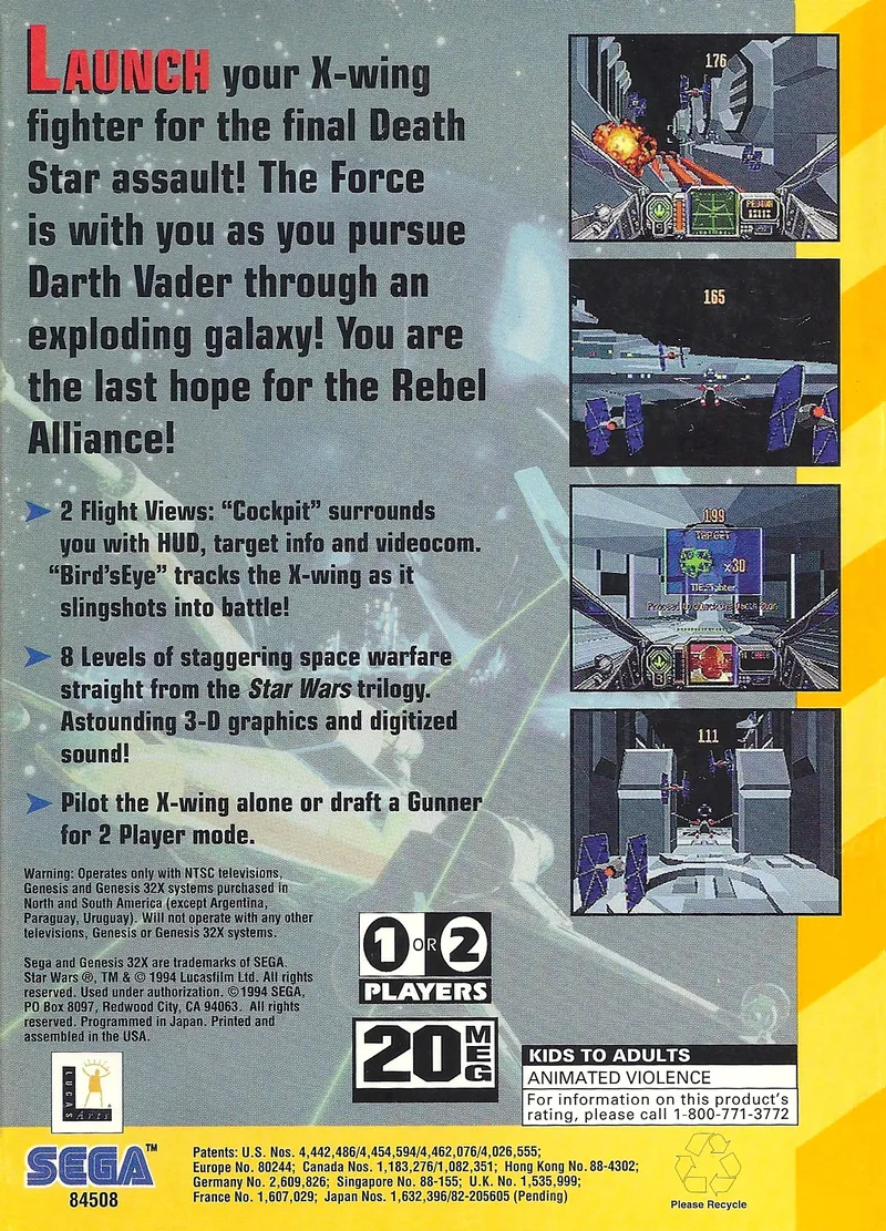 Star Wars Arcade box back
