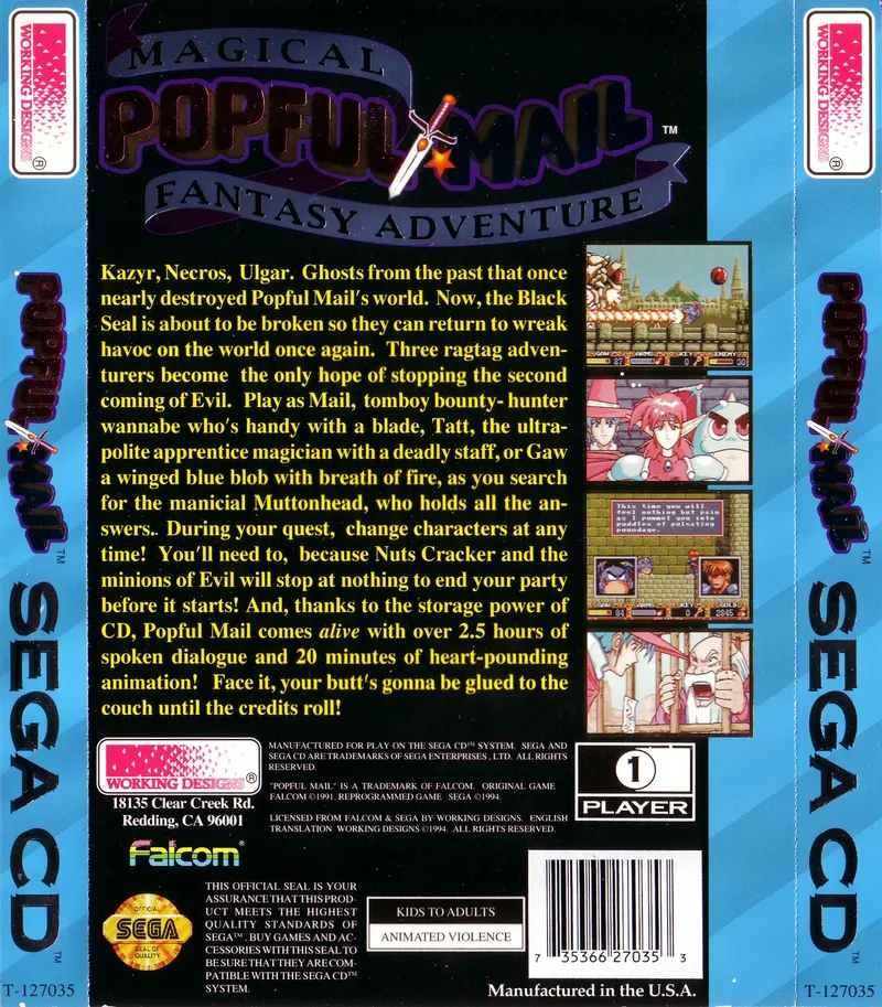Popful Mail: Magical Fantasy Adventure box back