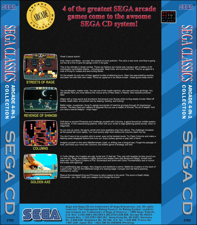 Sega Classics Arcade Collection 4-in-1 box back