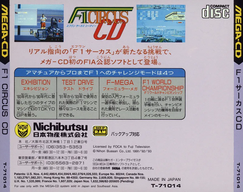F1 Circus CD box back