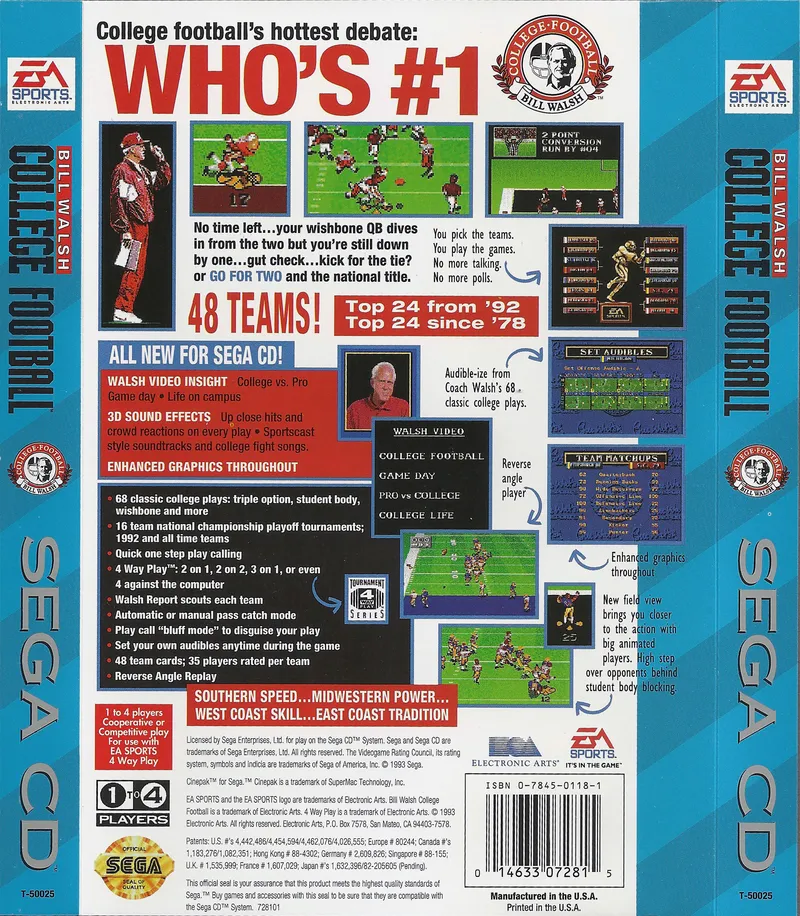 Bill Walsh College Football box back