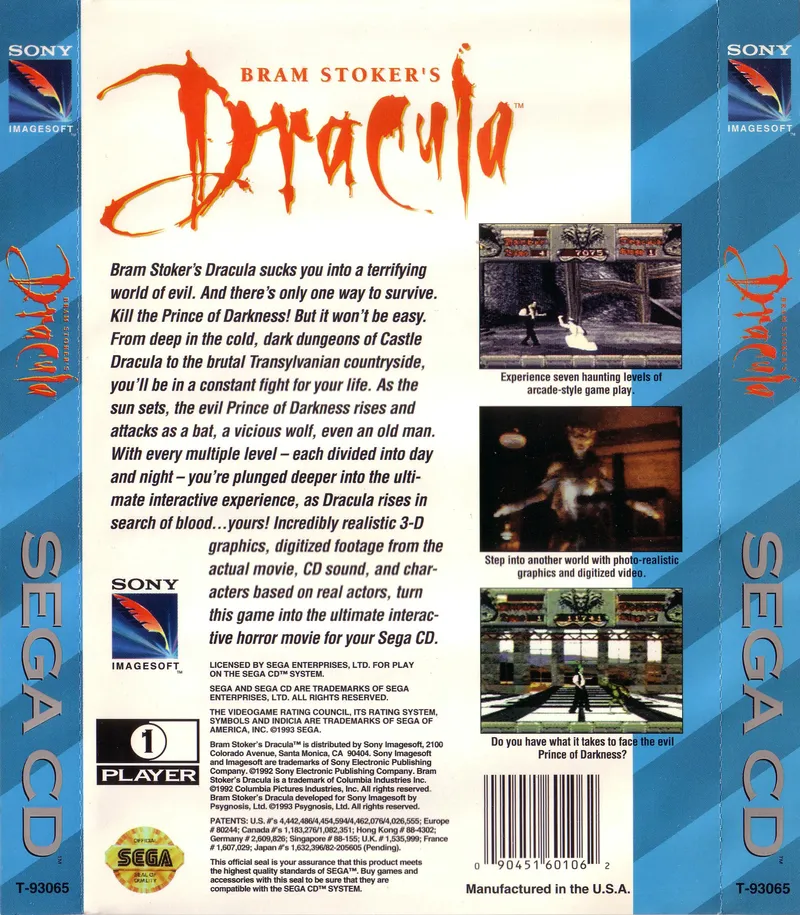 Bram Stoker's Dracula box back