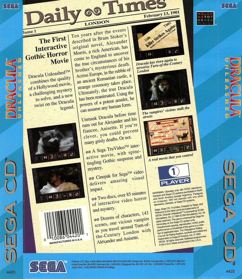 Dracula Unleashed box back