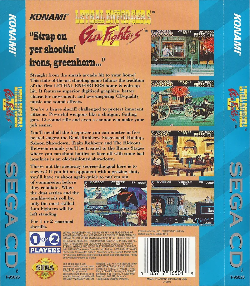 Lethal Enforcers II: Gun Fighters box back