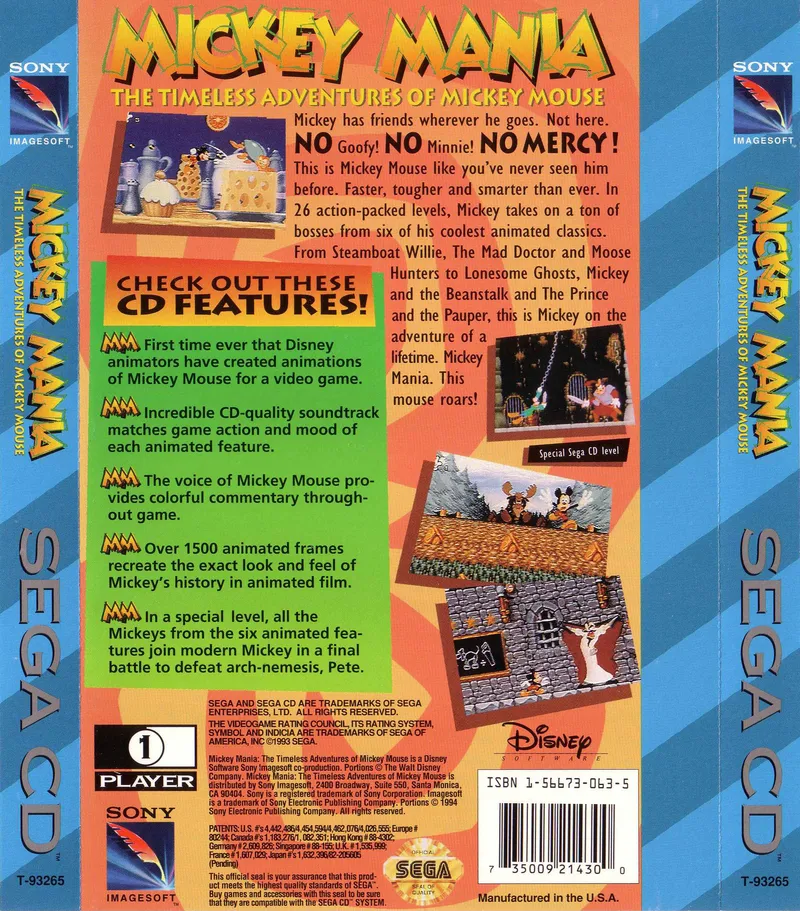 Mickey Mania: The Timeless Adventures of Mickey Mouse box back