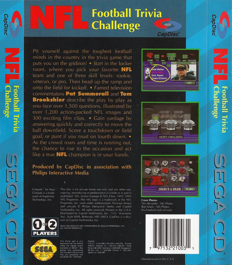 NFL Football Trivia Challenge box back