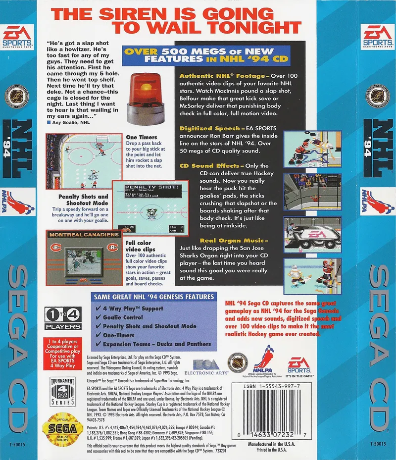 NHL '94 box back
