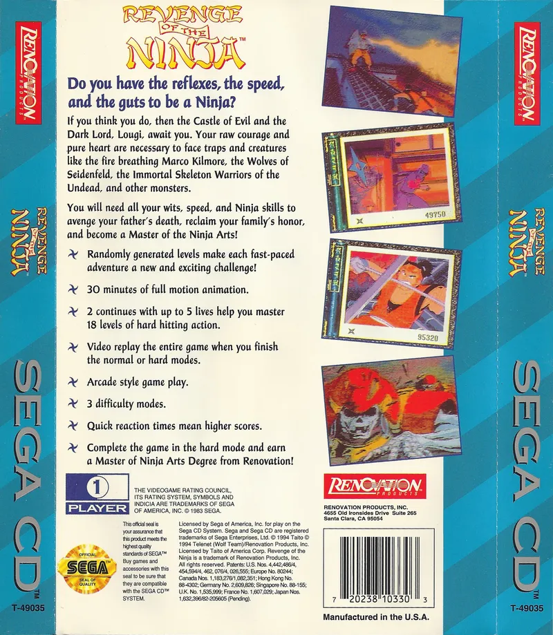 Revenge of the Ninja box back