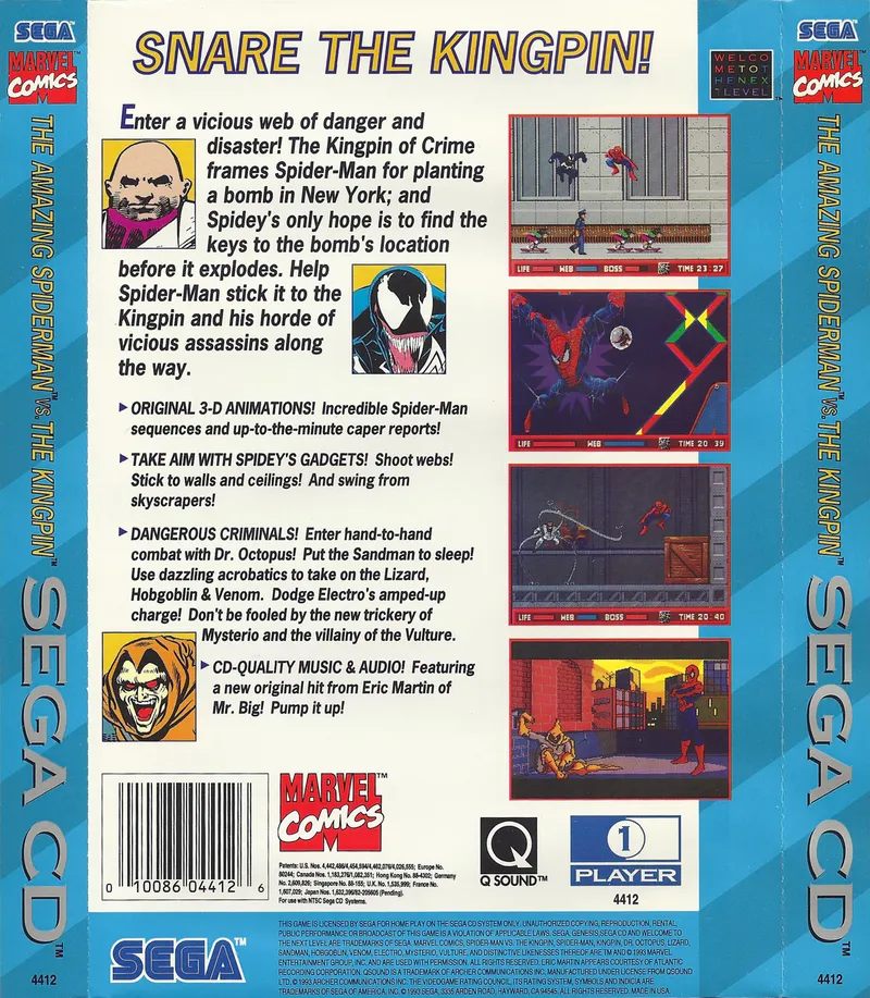 The Amazing Spider-Man vs. The Kingpin box back