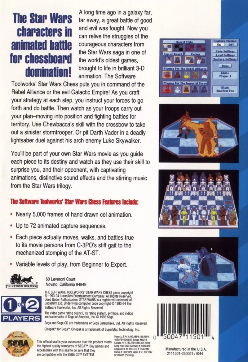 The Software Toolworks' Star Wars Chess box back