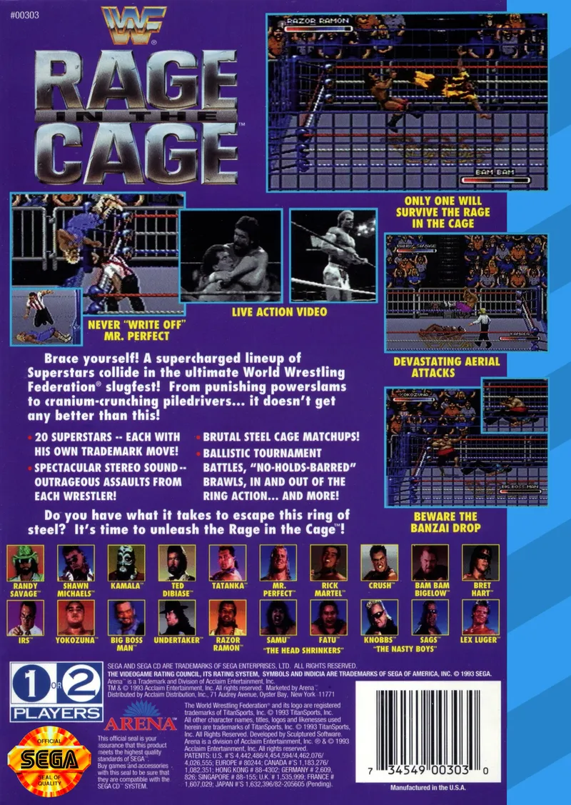 WWF Rage in the Cage box back