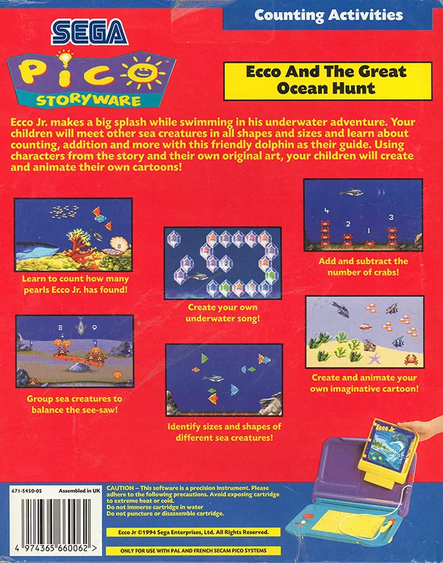 Ecco Jr. and the Great Ocean Treasure Hunt! box back
