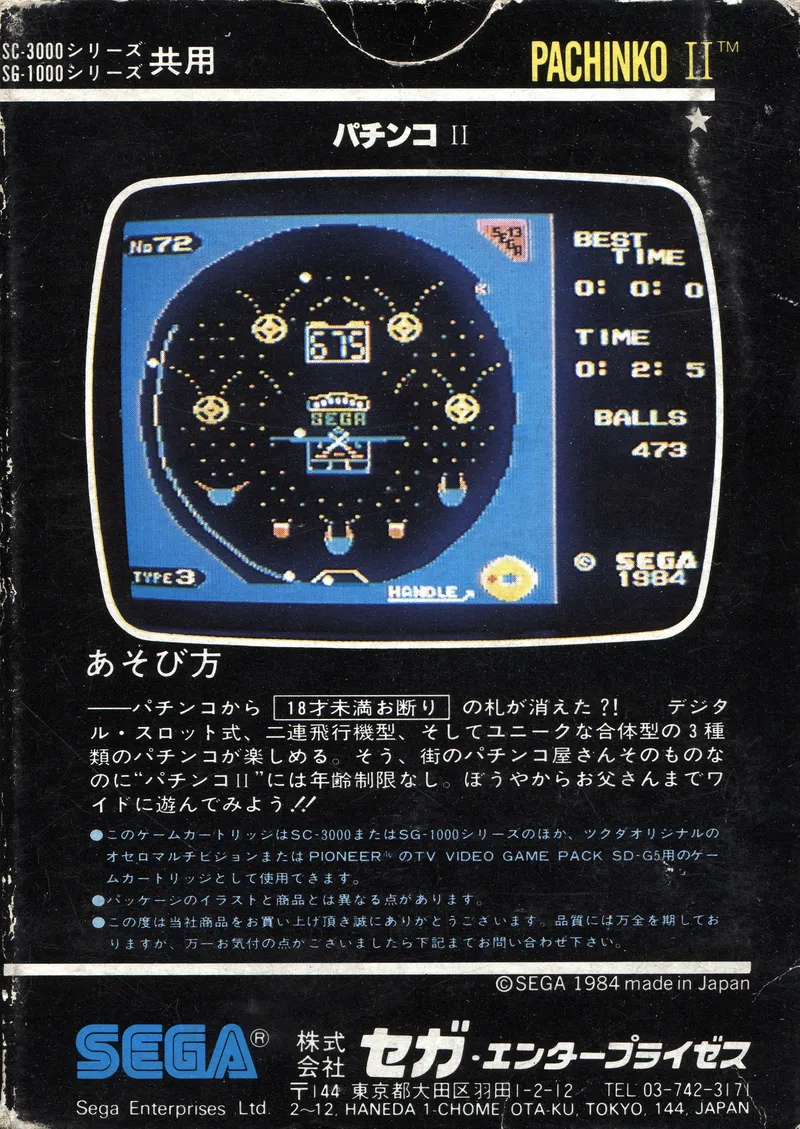 Pachinko II box back