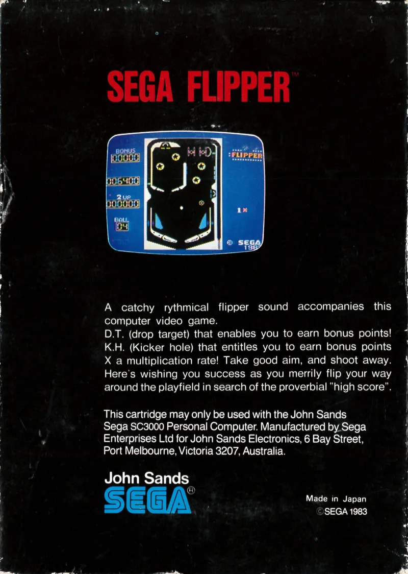 Sega Flipper box back