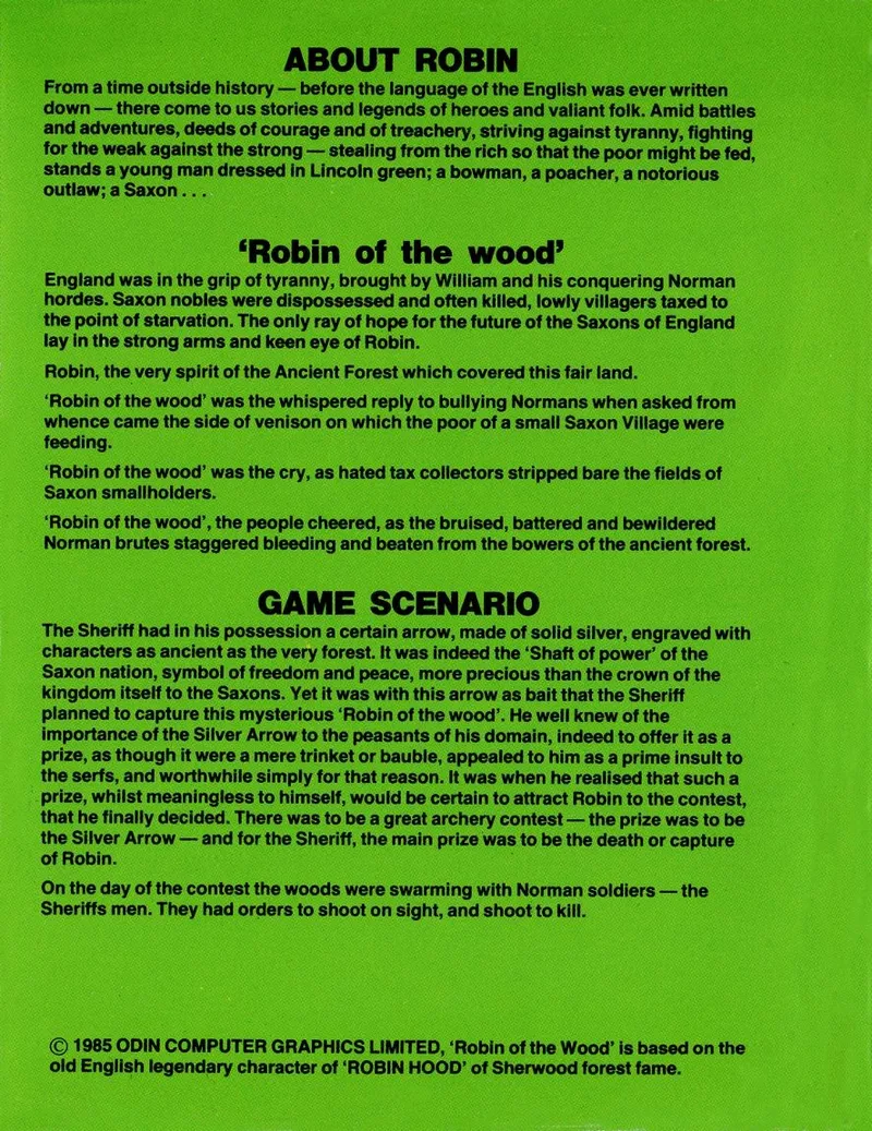 Robin of the Wood box back