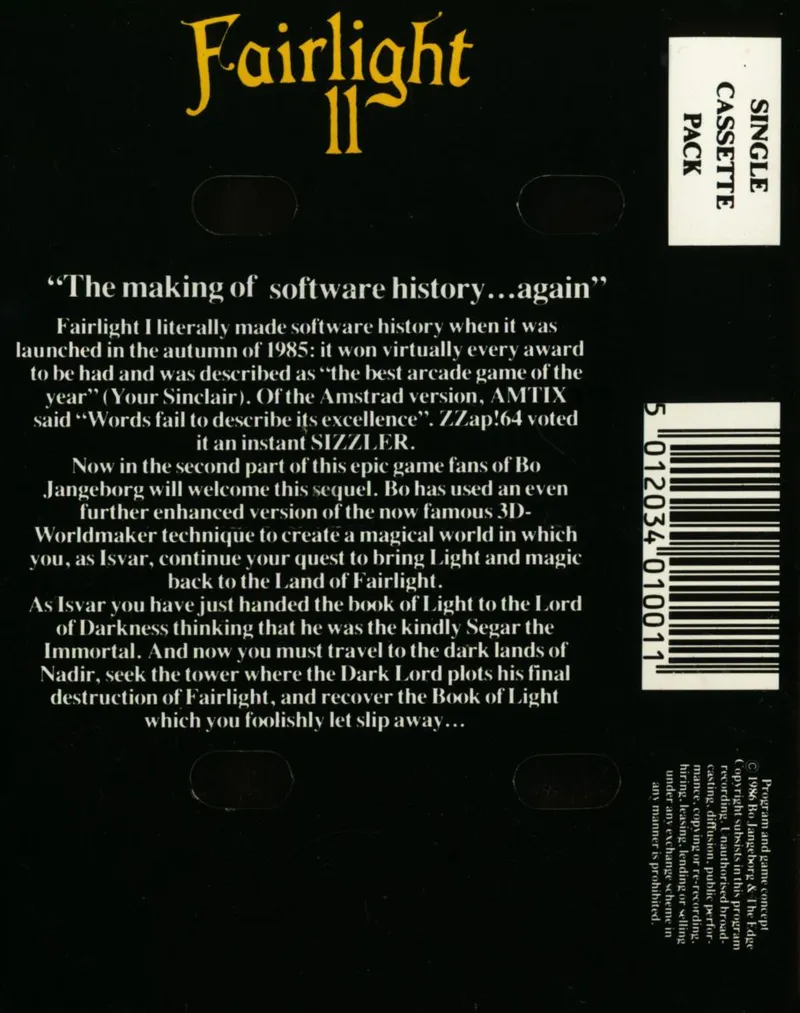 Fairlight II: A Trail of Darkness box back