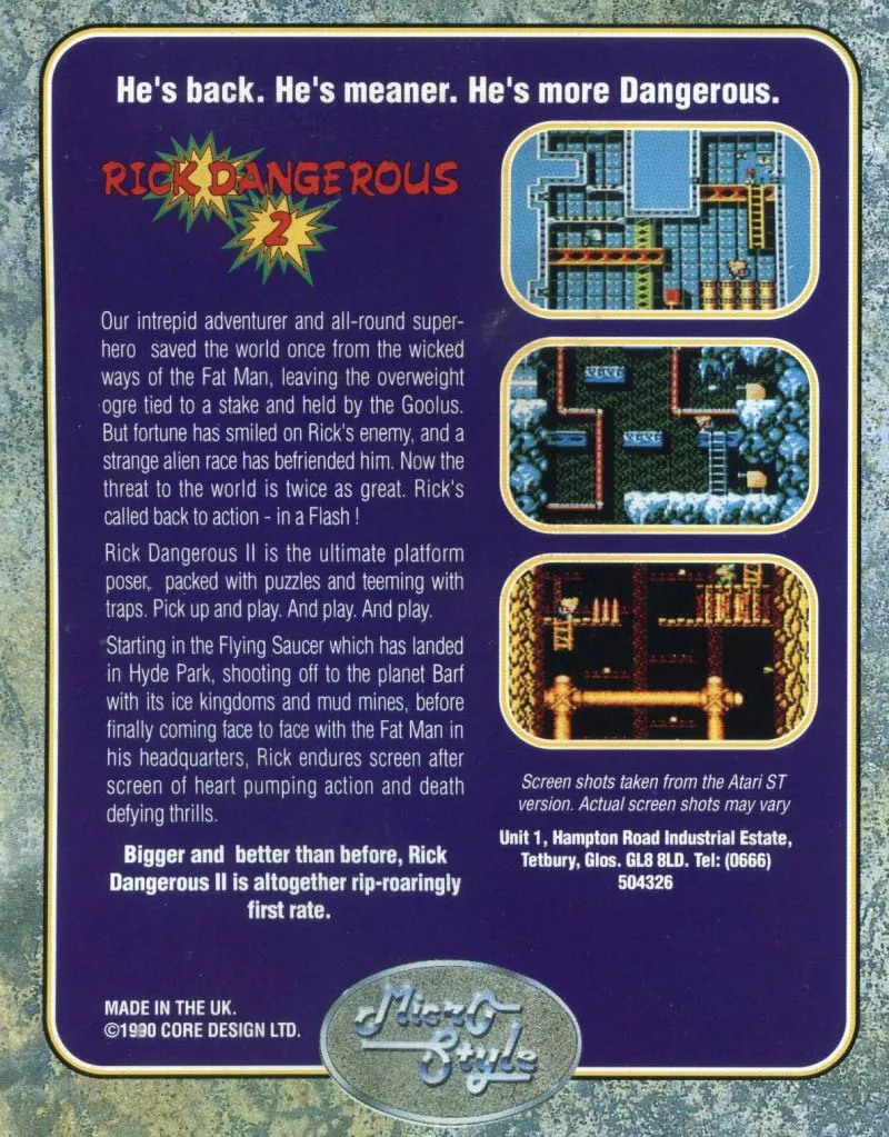 Rick Dangerous 2 box back