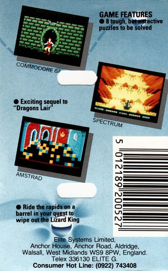 Dragon's Lair II: Escape from Singe's Castle box back