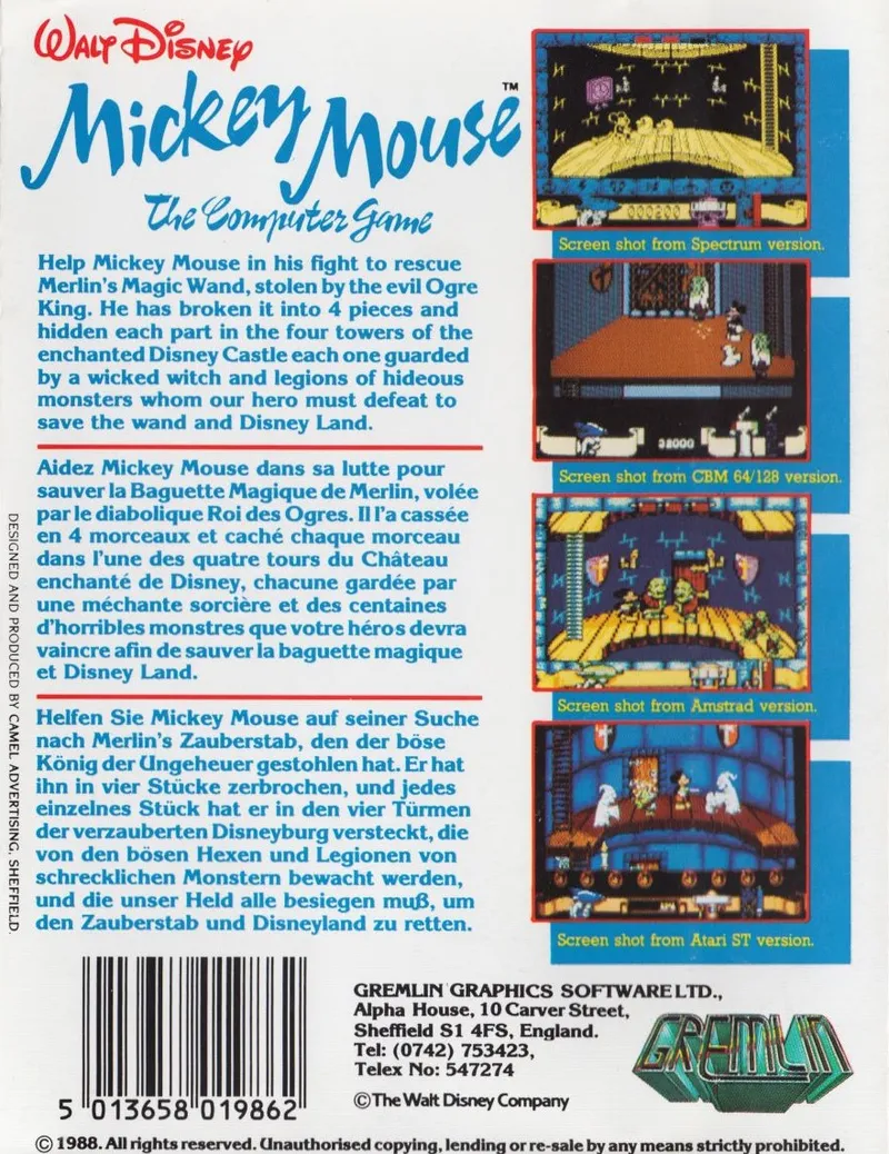 Mickey Mouse: The Computer Game box back