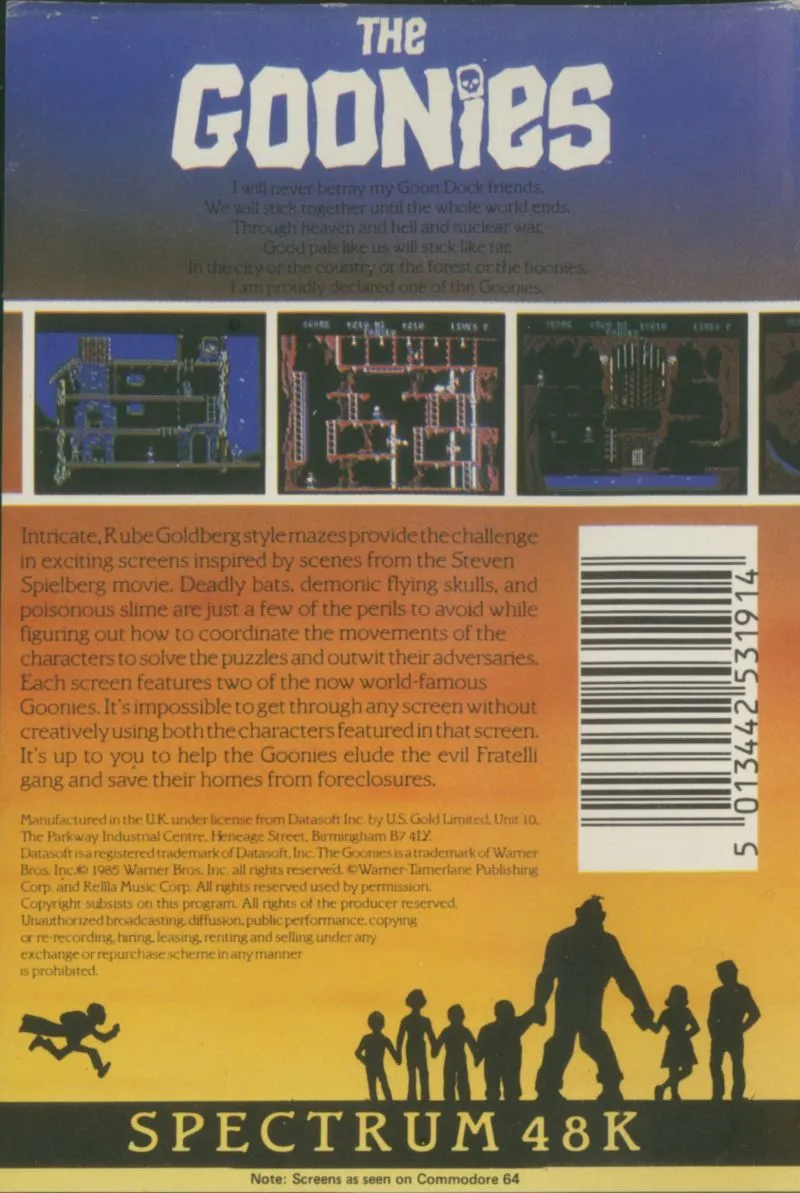 The Goonies box back