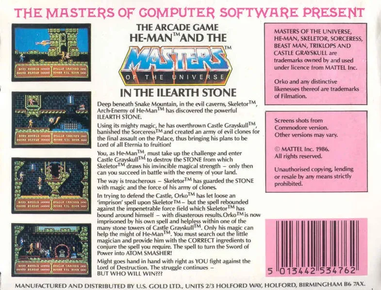 Masters of the Universe: The Arcade Game box back