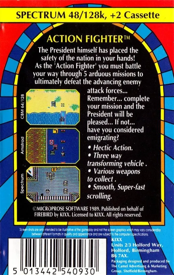 Action Fighter box back