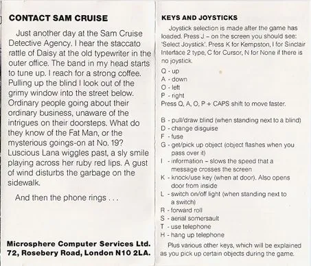 Contact Sam Cruise box back