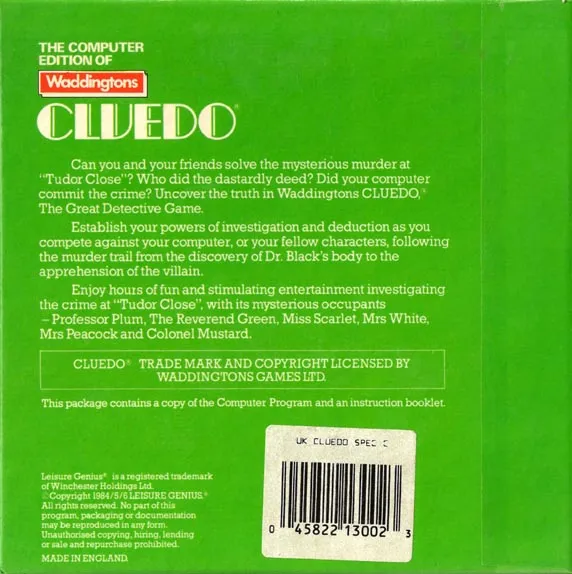 Cluedo box back