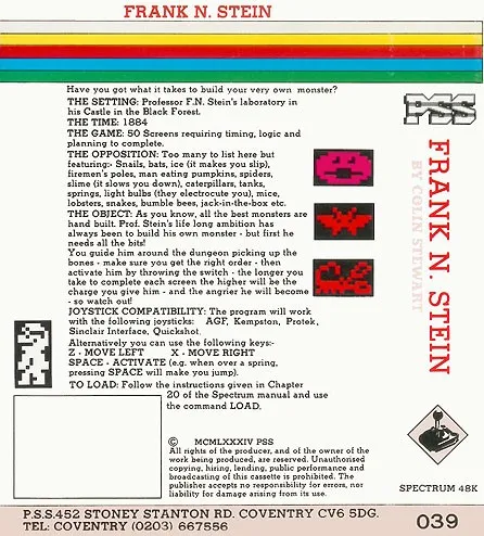 Frank N Stein box back