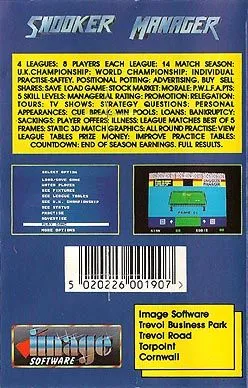 Snooker Manager box back