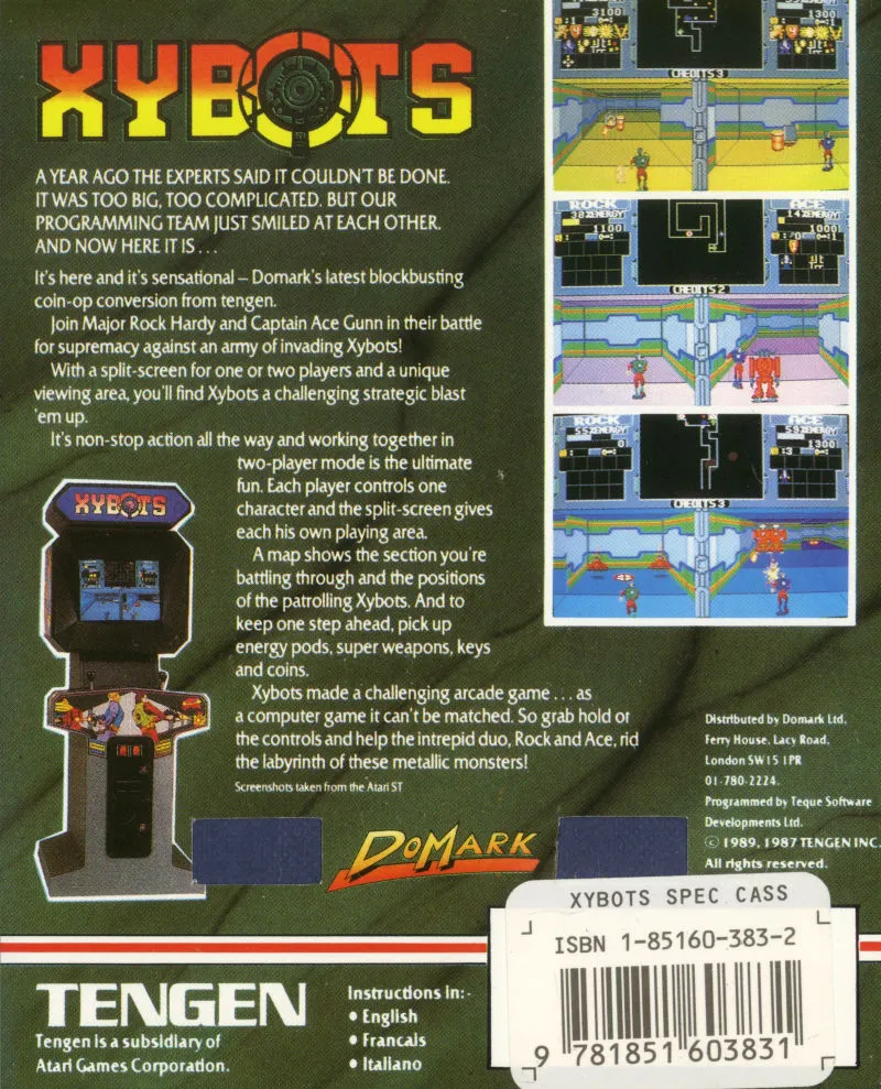 Xybots box back