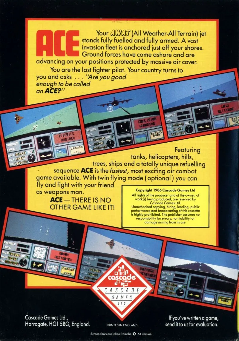 ACE: Air Combat Emulator box back