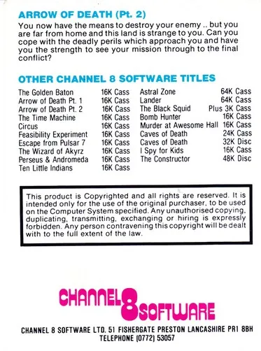 Arrow of Death: Part 2 box back