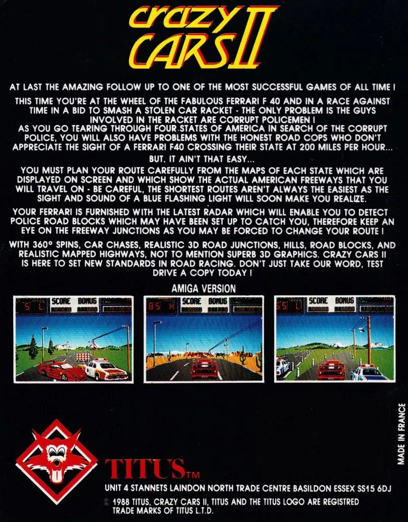 Crazy Cars II box back