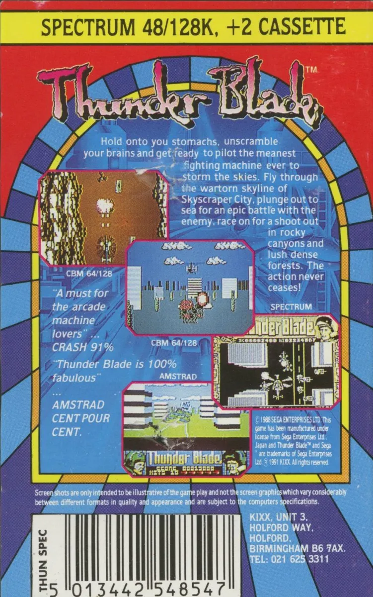 Thunder Blade box back