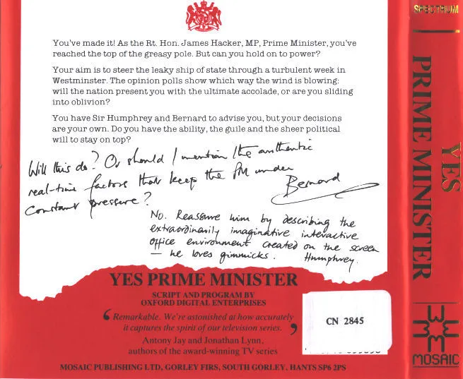 Yes, Prime Minister box back