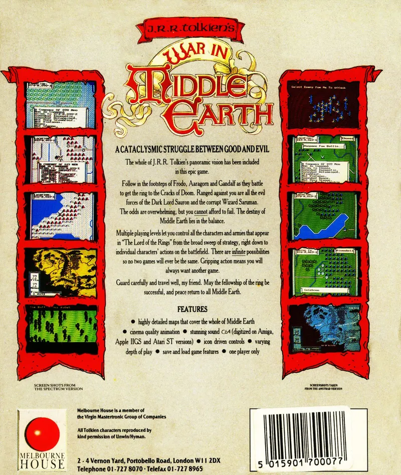 War in Middle Earth box back