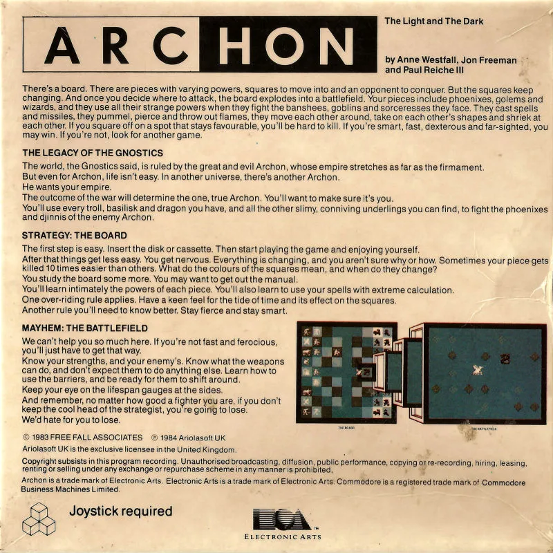 Archon: The Light and the Dark box back