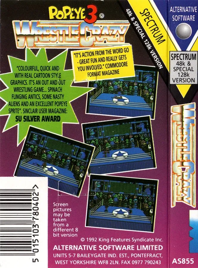 Popeye 3: Wrestle Crazy box back