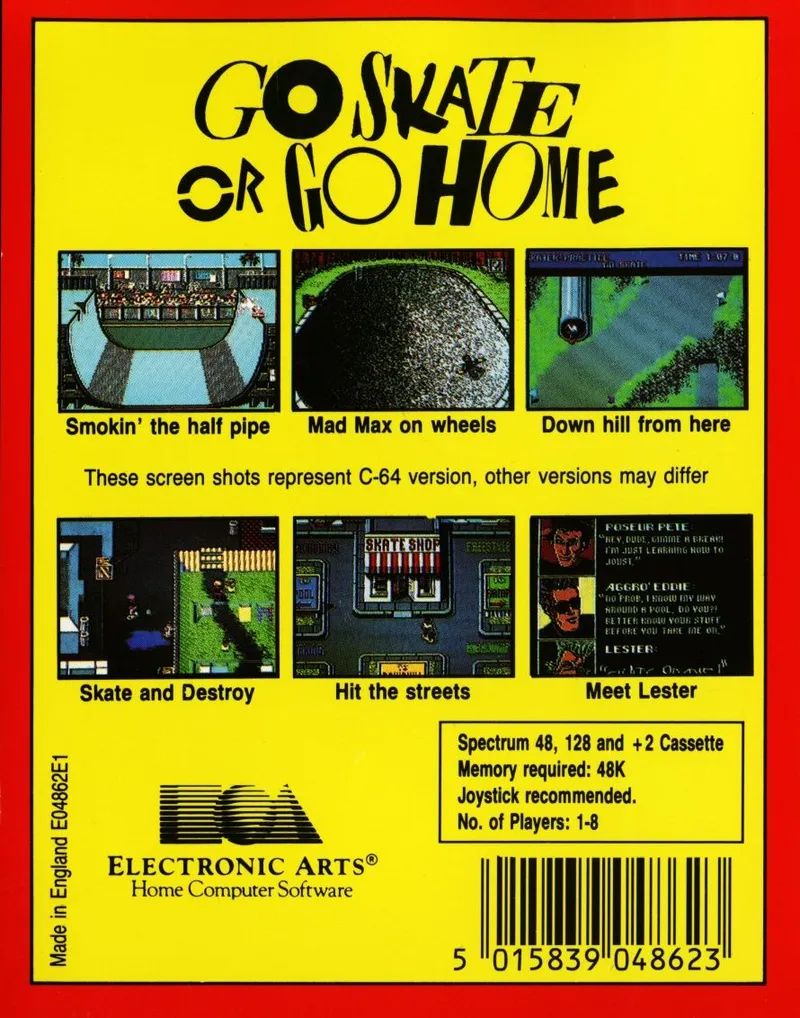 Skate or Die box back