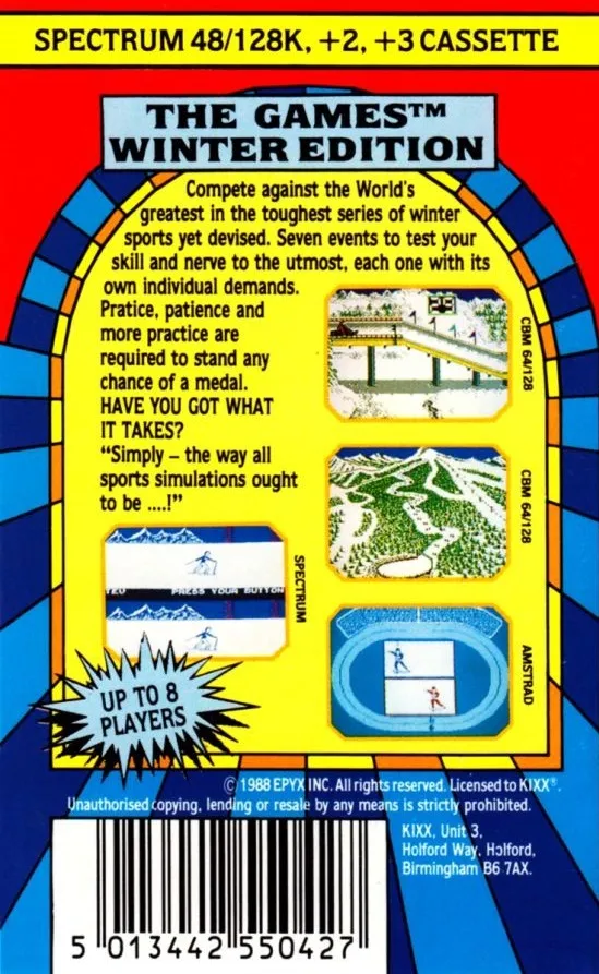 The Games: Winter Edition box back