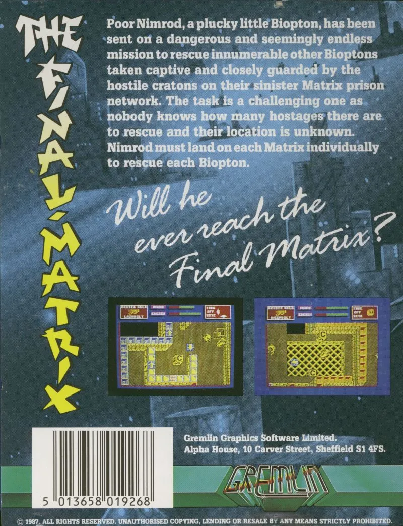 The Final Matrix box back